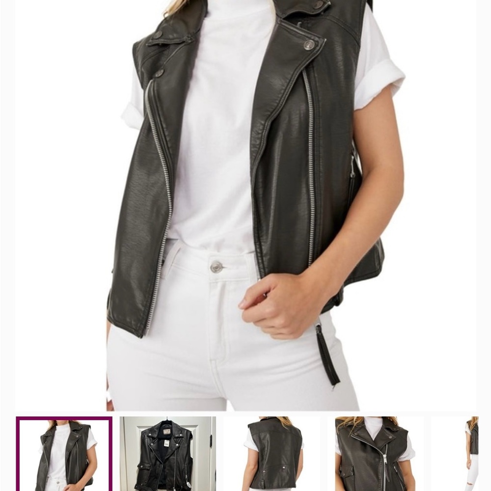 We The Free Black Moto Vest Asymmetrical Zipper